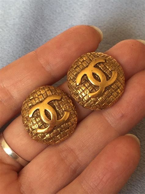 chanel earrings logo drop|authentic Chanel logo stud earrings.